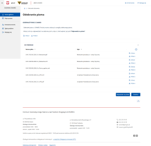 Obraz prezentujący listę odebranych pism